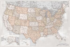 Harta Highly detailed map of the United States in rustic style, Blursbyai, (40 x 26.7 cm)