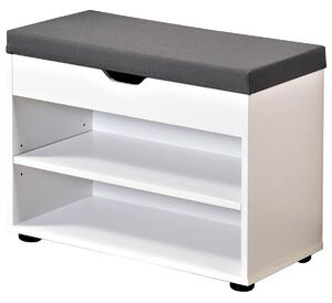 Kesper 15914 Suport pentru pantofi cu scaun, alb,60 x 45 x 30 cm