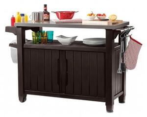 Keter Masă multifuncțională pentru grătar degrădină UNITY XL 270l maro, 134 x 52 x 90 cm