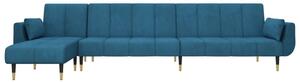 Canapea extensibilă în formă de L albastru 275x140x70cm catifea