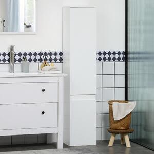 Kleankin Dulap de depozitare pentru baie ingust cu rafturi reglabile, Dulap subtire cu 5 niveluri cu tragere incorporata, Alb | AOSOM RO