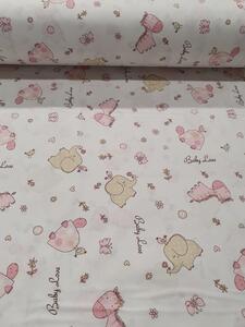 Tesatura ranforce imprimat, Baby Love pink , Gecor, latime 240 cm, 125 gr / mp