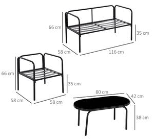 Outsunny Set Mobilier de Grădină 4 Piese, Fotoliu, Canapea Sofa, Masuță de Cafea, Set Sectional Confortabil | Aosom Romania
