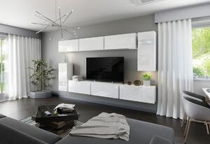 Mobilă sufragerie ELPASO 3 + LED, alb/alb luciu