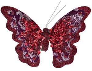 Decoratiune fluture rosu, 18x14 cm