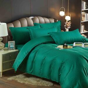 Lenjerie de pat, 1 persoana, damasc, 4 piese, UniDeluxe, verde , LDP14