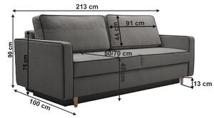 KONDELA Canapea extensibilă, gri / negru, BERNIA