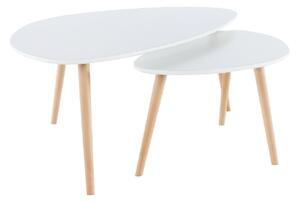 KONDELA Set 2 măsuţe de cafea, alb/fag, FOLKO NEW