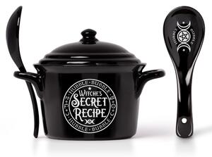 Bol cu capac si lingura Witches Secret Recipe 15 cm