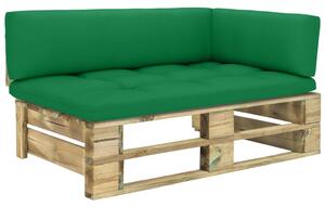 Canapea de grădină din paleți, colțar, lemn de pin tratat verde
