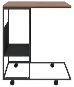 Măsuță laterală cu roți, negru, 55x36x63,5 cm, lemn prelucrat