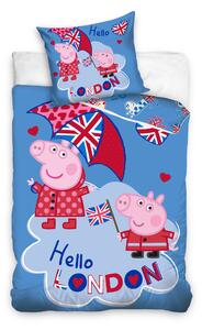 Lenjerie de pat pentru copii Culoare albastru, PEPPA PIG Hello London