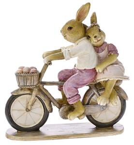 Decoratiune Paste - Cuplu Iepurasi de paste pe Bicicleta din ceramica