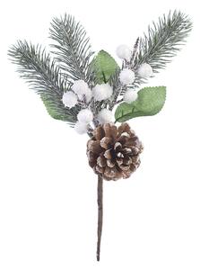 Crenguță decorativă pentru Crăciun cu con, Verde, 24.5cm