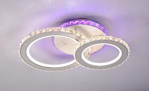 Lustra LED Cu Telecomanda, Elit's Cristal, 2 Cercuri, alb, 70W, RGB