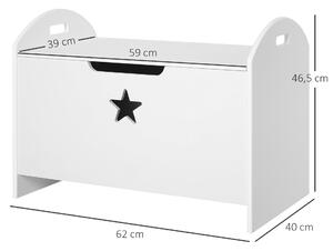 HOMCOM Cufar Cutie de depozitare pentru jucarii din lemn pentru camera de copii alb 62 x 40 x 46.5 cm