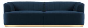 Canapea cu 3 locuri Goct cu tapiterie din tesatura structurala boucle, albastru inchis