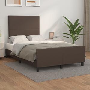 Cadru de pat cu tăblie, maro, 120x200 cm, piele ecologică