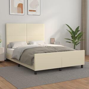 Cadru de pat cu tăblie, crem, 140x200 cm, piele ecologică