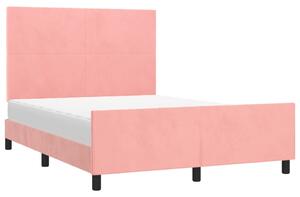 Cadru de pat cu tăblie, roz, 140x200 cm, catifea