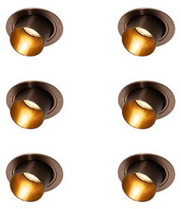 Set de 6 spoturi încastrate moderne, bronz închis, rotunde, înclinabile - Installa