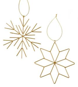 Set 2 bucati decoratiuni de Craciun GOLDEN SNOW metalice 11,5 cm, aurii