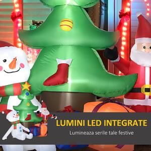 Outsunny Decoratune gonflabila de Craciun cu lumini LED, Brad gonflabil pentru exterior si interior cu umflator inclus | AOSOM RO