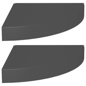 Rafturi colț de perete, 2 buc., negru, 25x25x3,8 cm, MDF