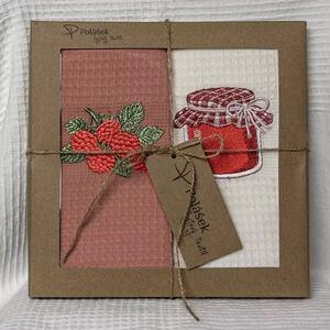 Prosoape de bucătărie waffle brodate cu motiv – Set de 2 bucăți - Marmeladă nr. 18