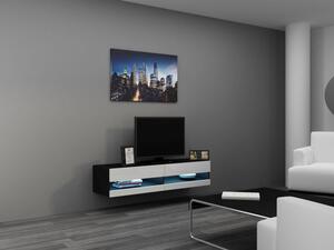Comoda TV cu vitrina Vigo New, negru/alb, 140x40x30 cm