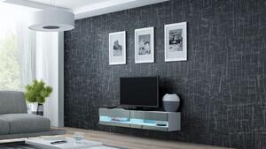 Comoda TV cu vitrina Vigo New, alb/gri, 140x40x30 cm