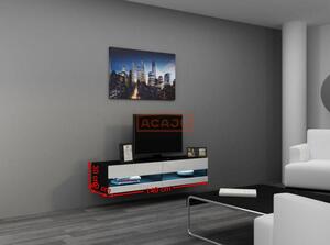 Comoda TV cu vitrina Vigo New, negru/negru lucios, 140x40x30 cm