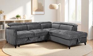 Colțar Extensibil Harmony KF7905 cu Ladă Depozitare, Șezlong Dreapta, Gri Închis