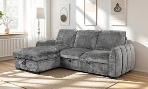 Colțar Extensibil Cremona KF7942 cu Ladă Depozitare, Șezlong Stânga, Gri