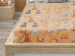 Cearsaf Cocolino microplus cu elastic COLORED CATS 90x200 cm crem