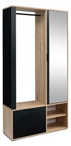 Set hol MILO, stejar atisan/negru, PAL laminat/metal, 100x33x189 cm