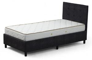 Pat HIRA 90x190, stofa clasica gri antracit, cu suport saltea