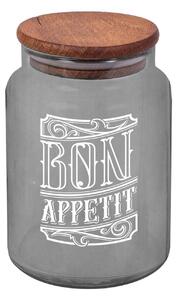 Borcan cu capac 503HRN1186, transparent/maro, sticla/lemn, 890 ml