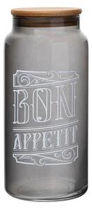 Borcan cu capac 503HRN1188, transparent/maro, sticla/lemn, 1400 ml