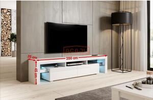 Comoda tv TORO 200, negru/alb, 200x35x45 cm