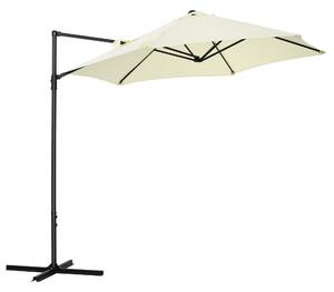 Outsunny Umbrelă de Grădină cu Rotație la 360°, Braț cu Bază în Cruce și Orificiu de Ventilație, Ø256x245 cm, Bej | Aosom Romania