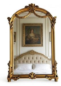 Oglindă decorativă de perete, ramă aurie antichizată, 60x90 cm