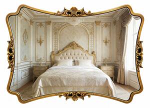 Oglindă decorativă de perete, ramă aurie antichizată, 60x80 cm