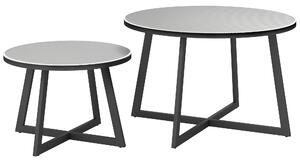 Outsunny Set 2 Măsuțe de Grădină cu Blat din Sticlă Securizată, Ø70x45 cm, Gri | Aosom Romania