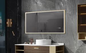 Oglindă baie, Multifuncțională, Iluminare LED Touch, Sistem Dezaburire, Ceas electronic încorporat, Indicator Temperatura, 100x80 cm