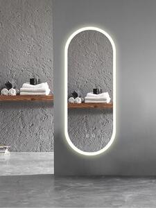 Oglindă baie, Multifuncțională, Iluminare LED Touch, Intensitate reglabila, Sistem Dezaburire, Ceas electronic încorporat, Indicator Temperatura, 100x40 cm