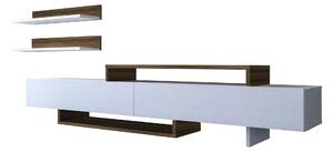 Mobilier living NIRVANA, alb/stejar inchis, PAL melaminat, 3 piese