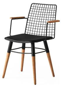 Set 2 scaune TREND 961, negru/nuc, piele ecologica/metal, 43x39x82 cm