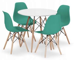 Set Masa Rotunda Fixa Linda 80 Cm Si 4 Scaune Bucatarie/Dining Velo Verde