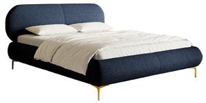 Pat matrimonial 160 cm Octave 160B (cu somieră) (albastru marin + auriu). Promo -15%. 1099994